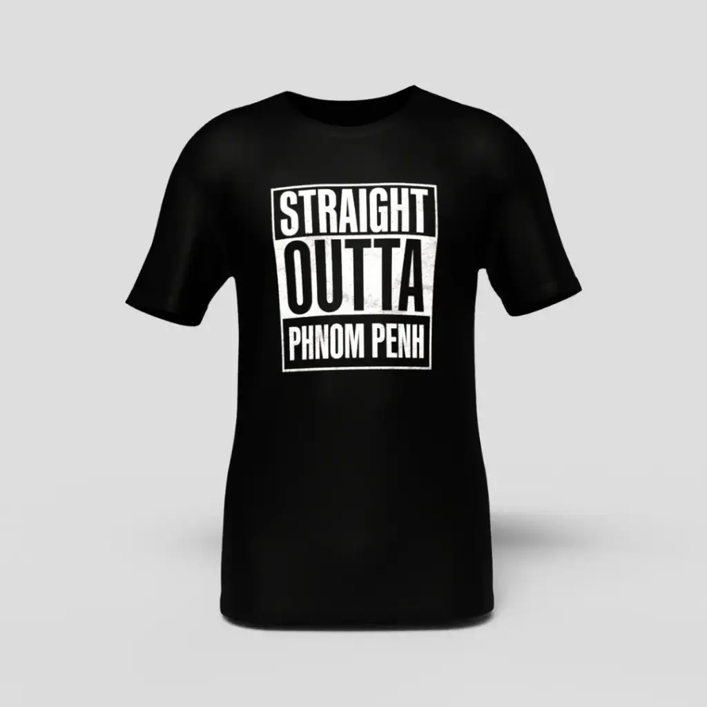CamboLove – T‑Shirt Straight Outta Phnom Penh – Black